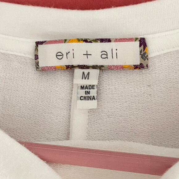 Eri + Ali Anthropologie Modal Cotton White Long-sleeved Crewneck Top Medium - Picture 3 of 5